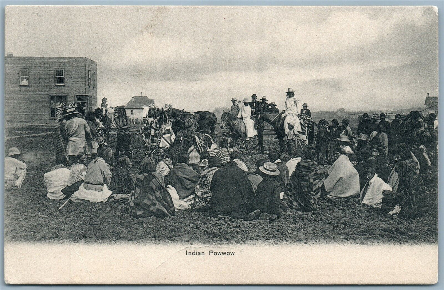 INDIAN POWWOW UNDIVIDED ANTIQUE POSTCARD