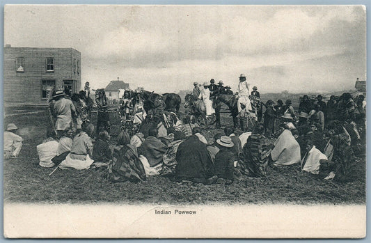 INDIAN POWWOW UNDIVIDED ANTIQUE POSTCARD