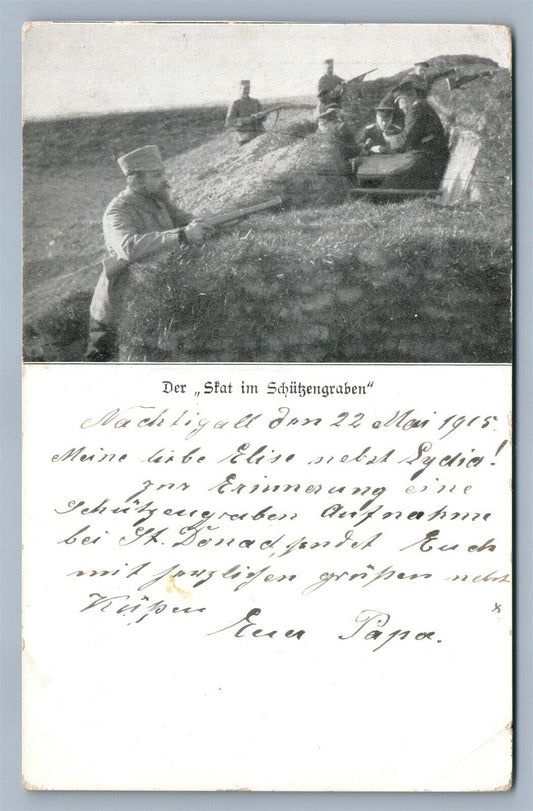 1915 GERMAN FELDPOSTKARTE MILITARY SCENE ANTIQUE POSTCARD