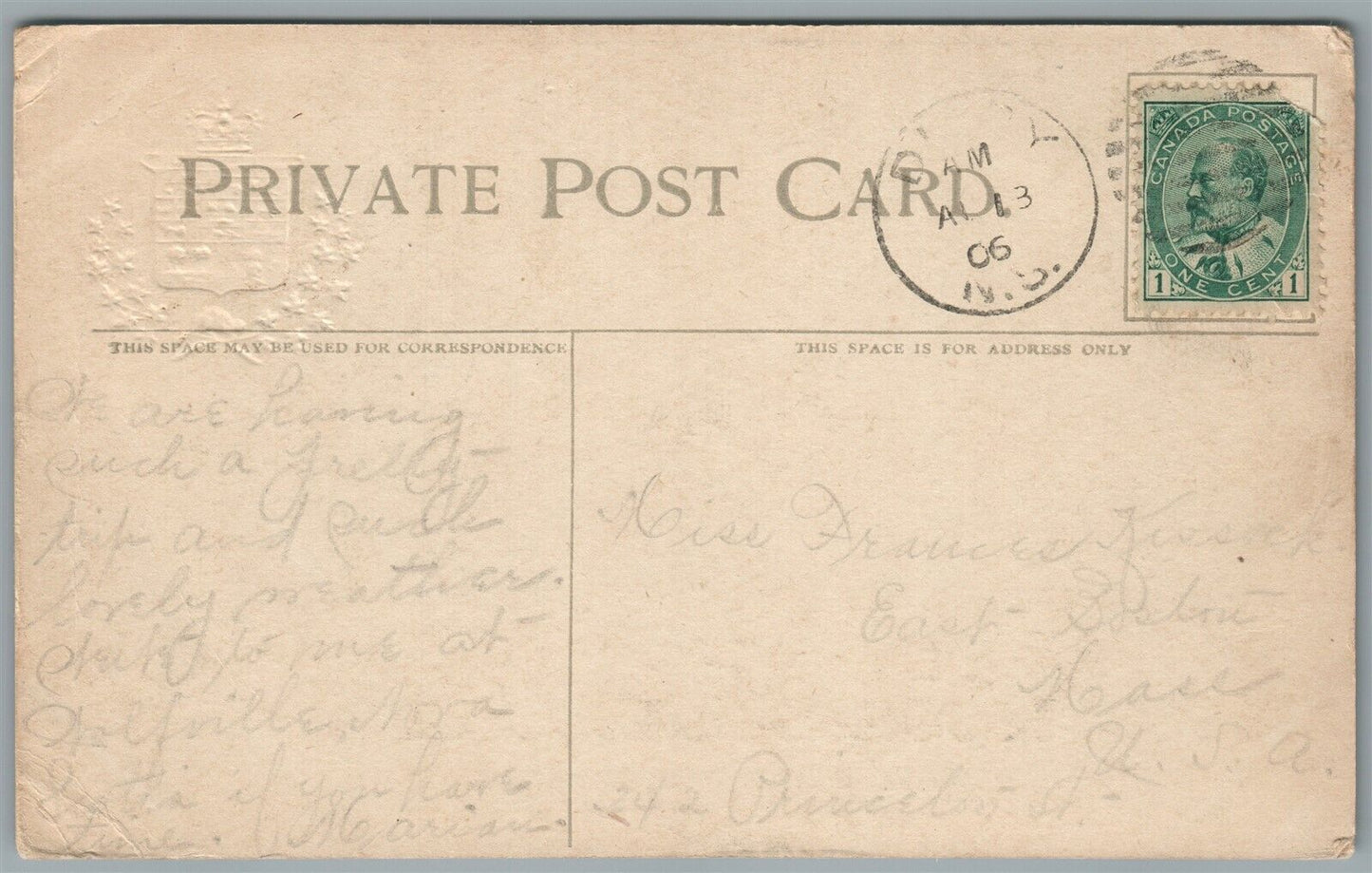 CANADA NOVA SCOTIA GRAND PRE VILLAGE ANTIQUE POSTCARD