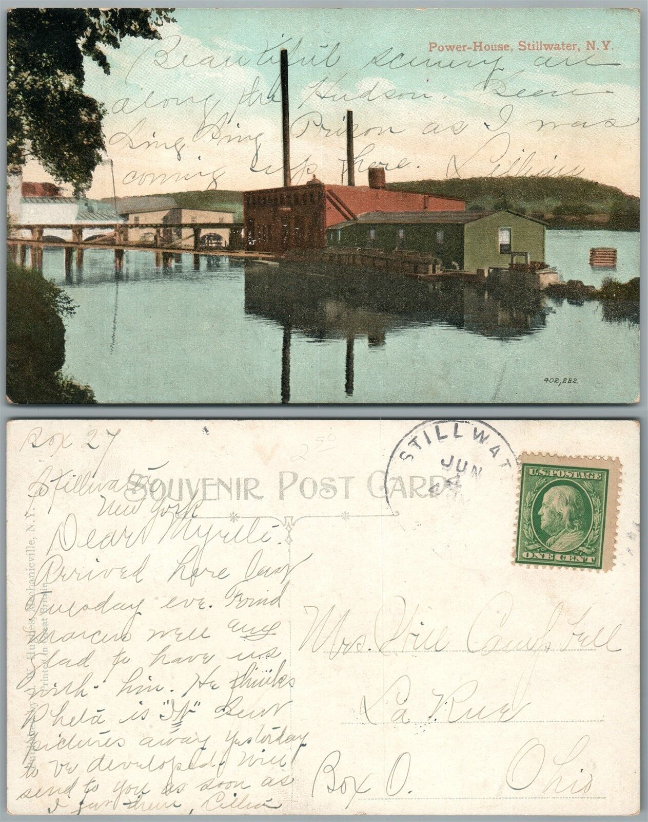 STILLWATER N.Y. POWER HOUSE ANTIQUE POSTCARD