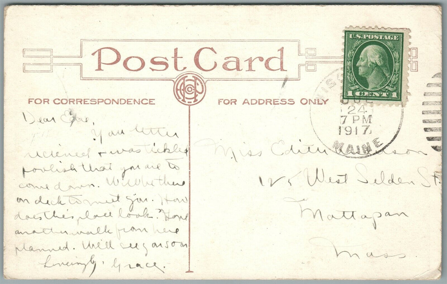 RIGGSVILLE ME ANTIQUE POSTCARD