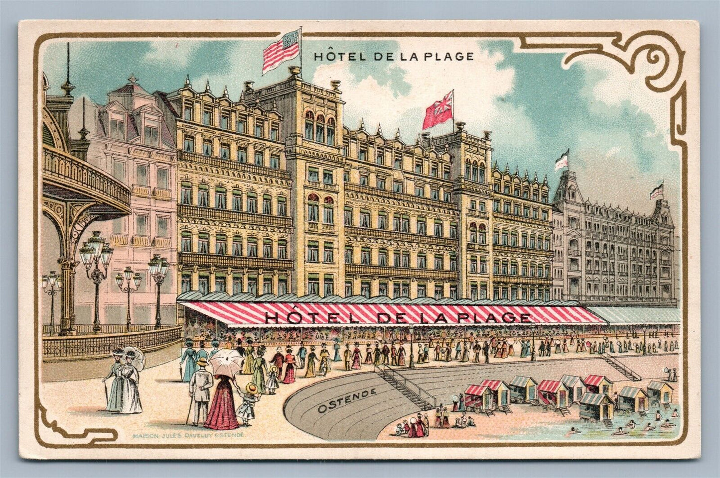 FRANCE HOTEL DE LA PLAGE ANTIQUE POSTCARD