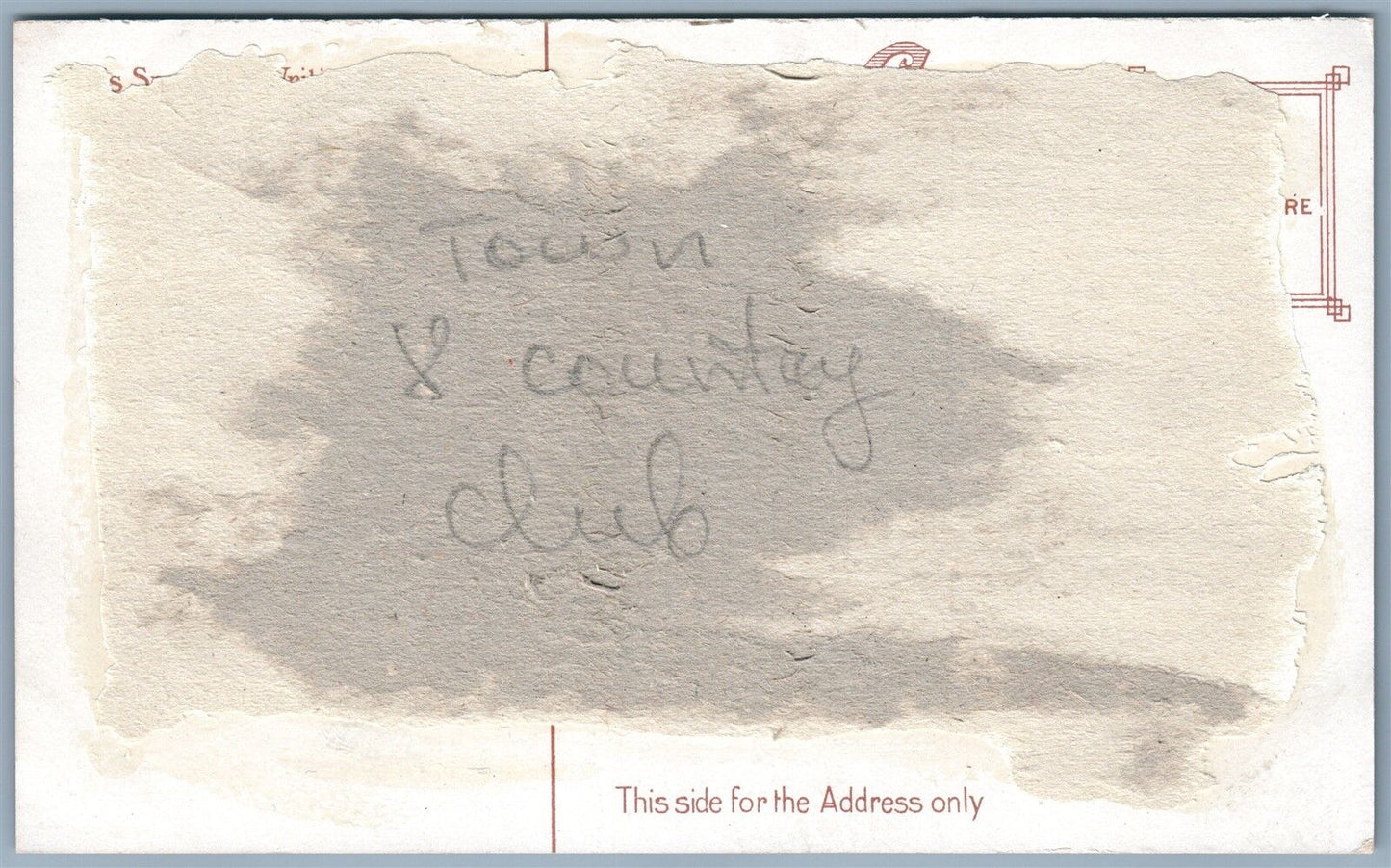 ELIZABETH N.J. TOWN & COUNTRY CLUB ANTIQUE POSTCARD