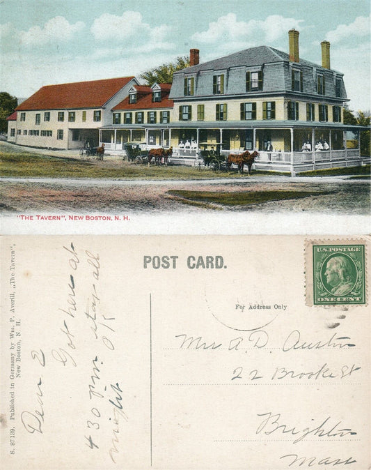 NEW BOSTON N.H. THE TAVERN ANTIQUE POSTCARD