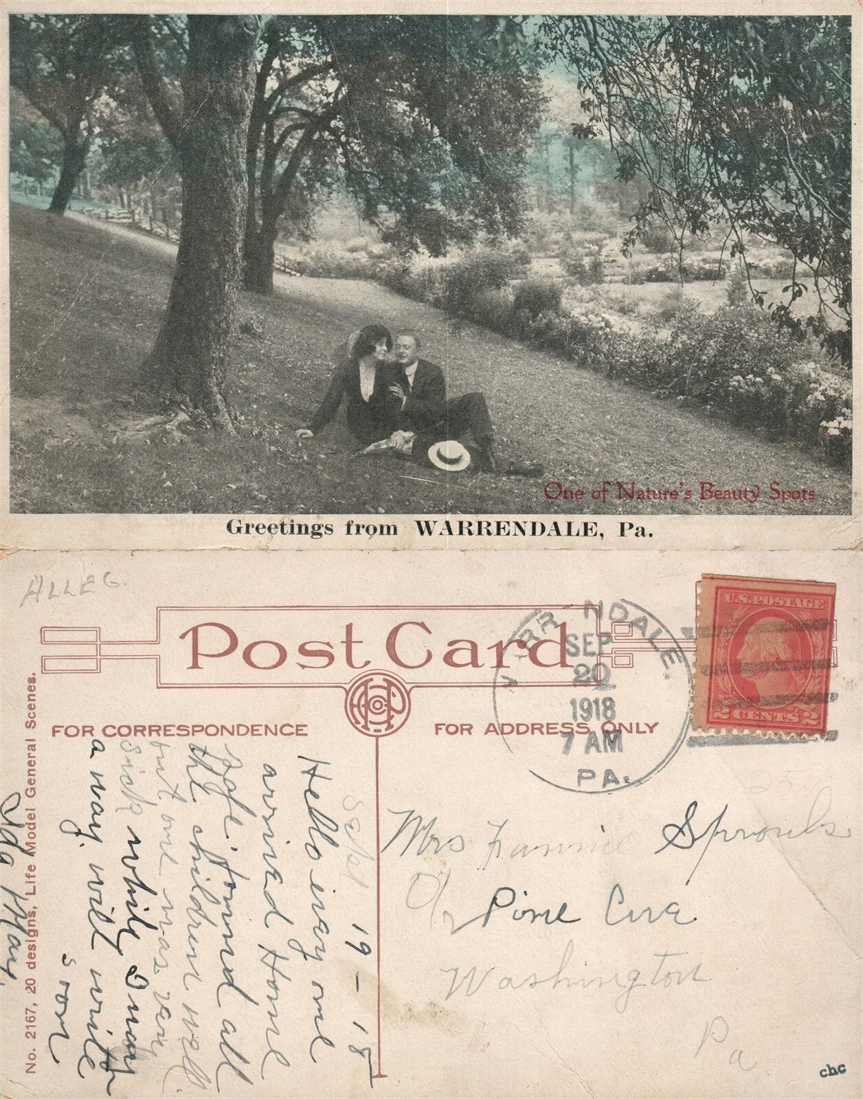 WARRENDALE PA 1918 ANTIQUE POSTCARD