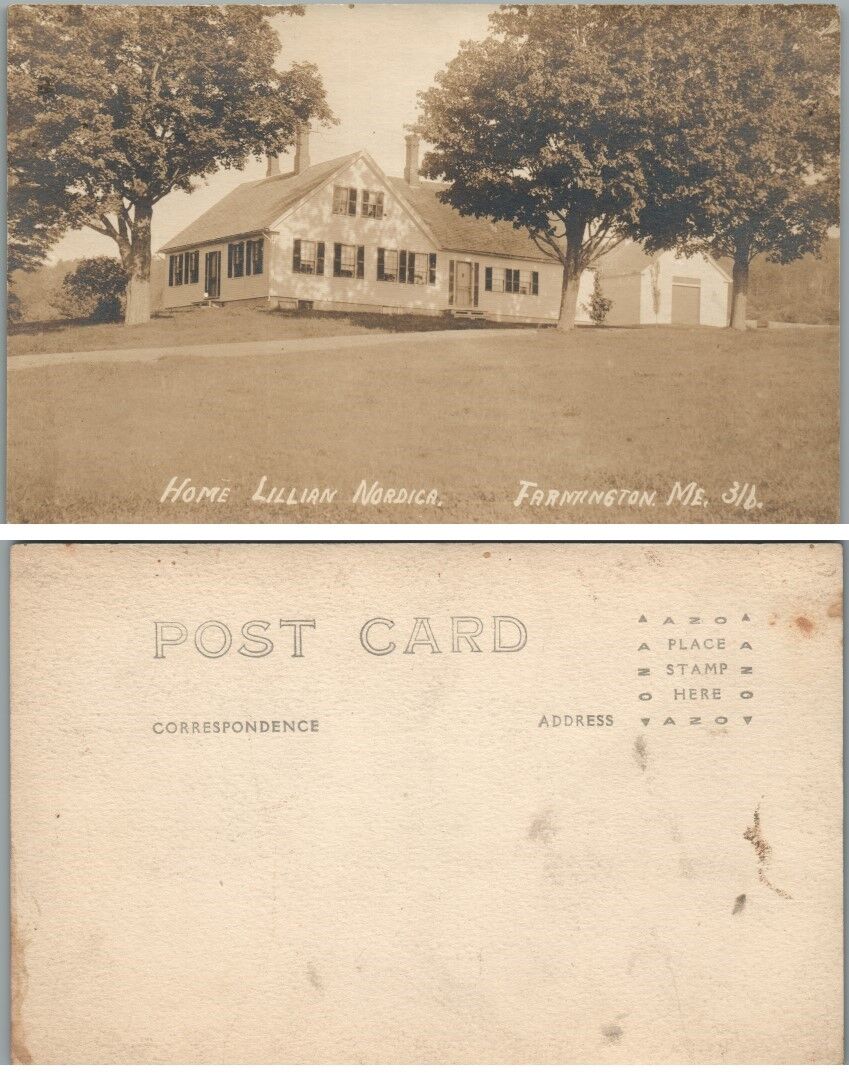 HOME LILLIAN NORDICA FARMINGTON ME ANTIQUE RPPC REAL PHOTO POSTCARD