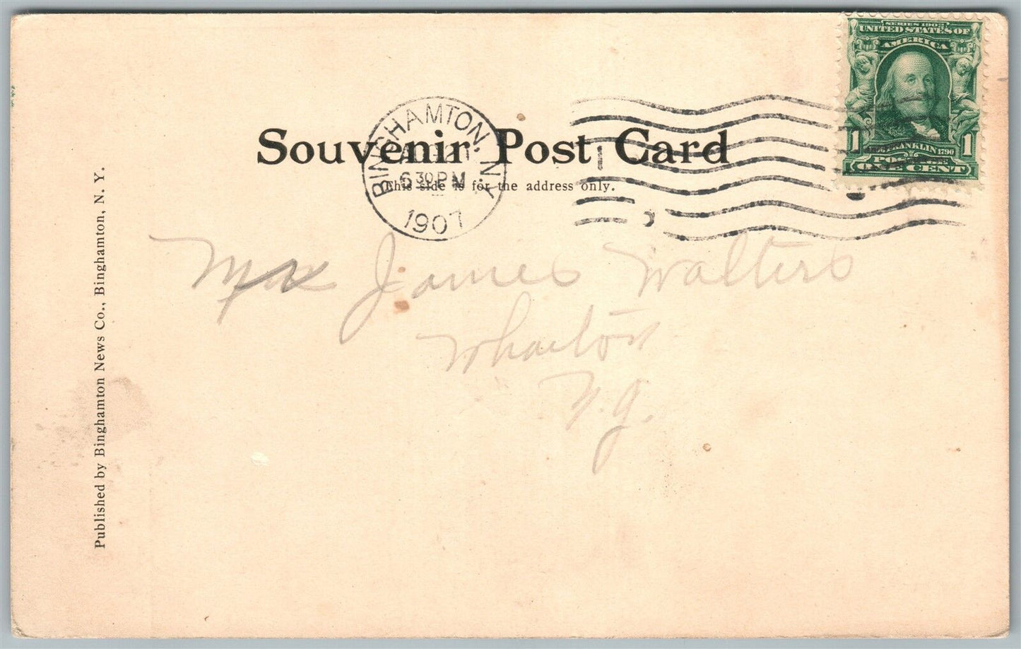 BINGHAMPTON NY LACKAWANNA RAILROAD STATION 1907 ANTIQUE POSTCARD railway depot