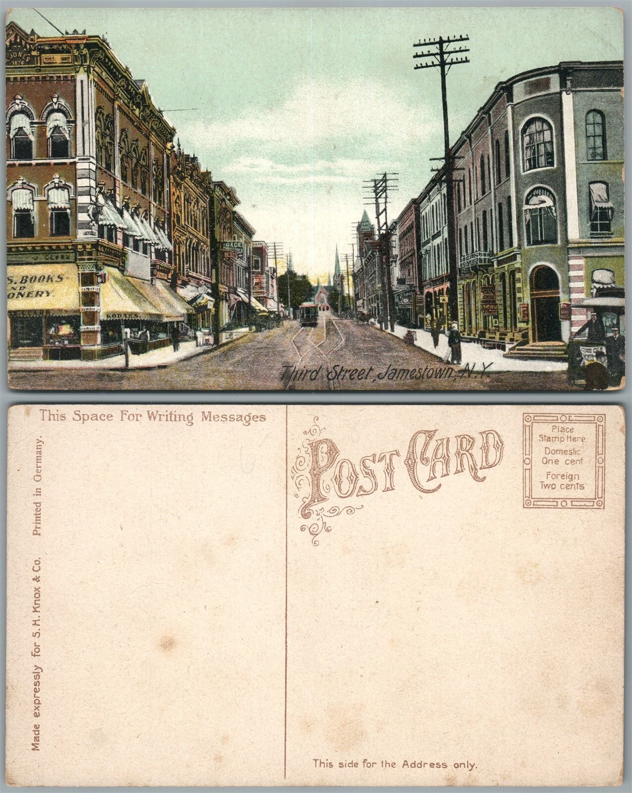 JAMESTOWN N.Y. THIRD STREET ANTIQUE POSTCARD