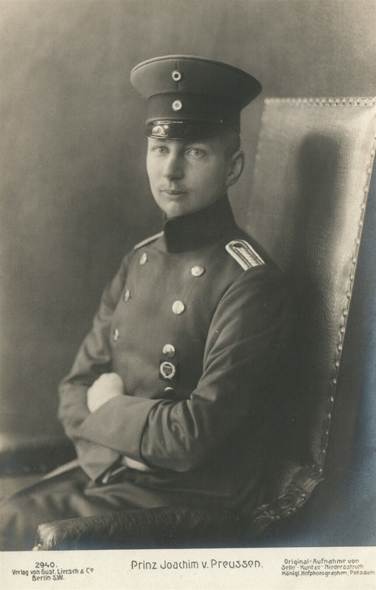 PRINCE JOACHIM VON PREUSSEN in MILITARY UNIFORM ANTIQUE REAL PHOTO POSTCARD RPPC