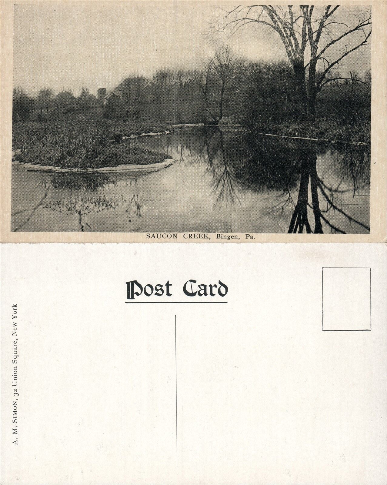 BINGEN PA SAUCON CREEK ANTIQUE POSTCARD