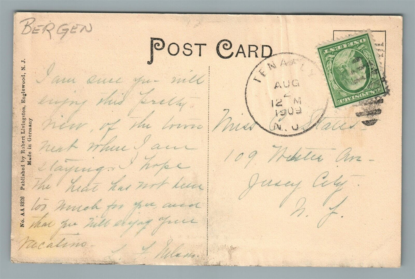 ENGLEWOOD NJ TENAFLY ROAD ANTIQUE POSTCARD