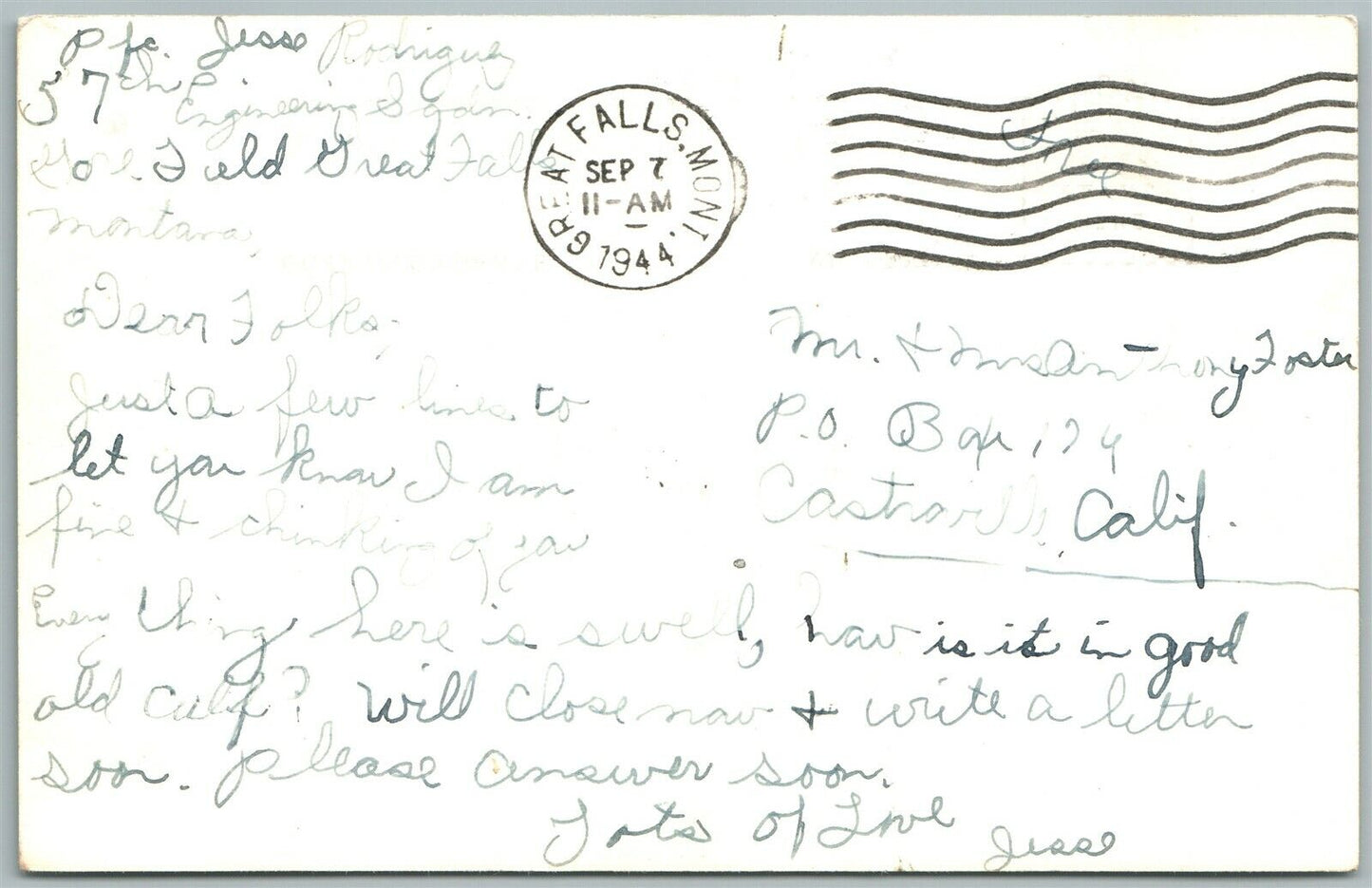 GREAT FALLS MT EXAGGERATED ROPING HOPPERS 1944 VINTAGE REAL PHOTO POSTCARD RPPC