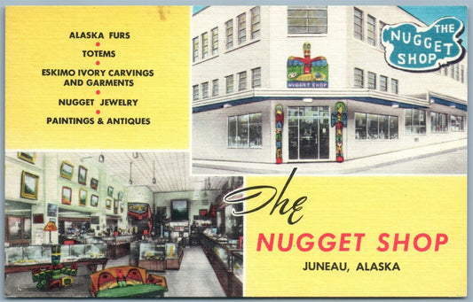INDIAN NUGGET SHOP JUNEAU ALASKA VINTAGE POSTCARD
