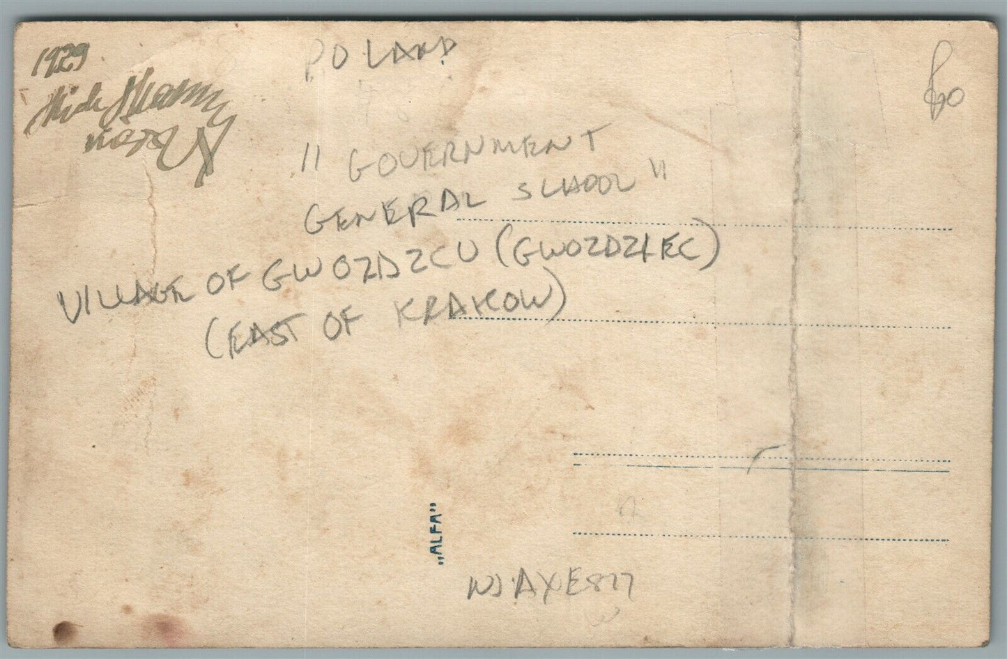 POLAND KRAKOW SCHOOL SZKOLA POWSZECHNA GWOZDZCU ANTIQUE REAL PHOTO POSTCARD RPPC