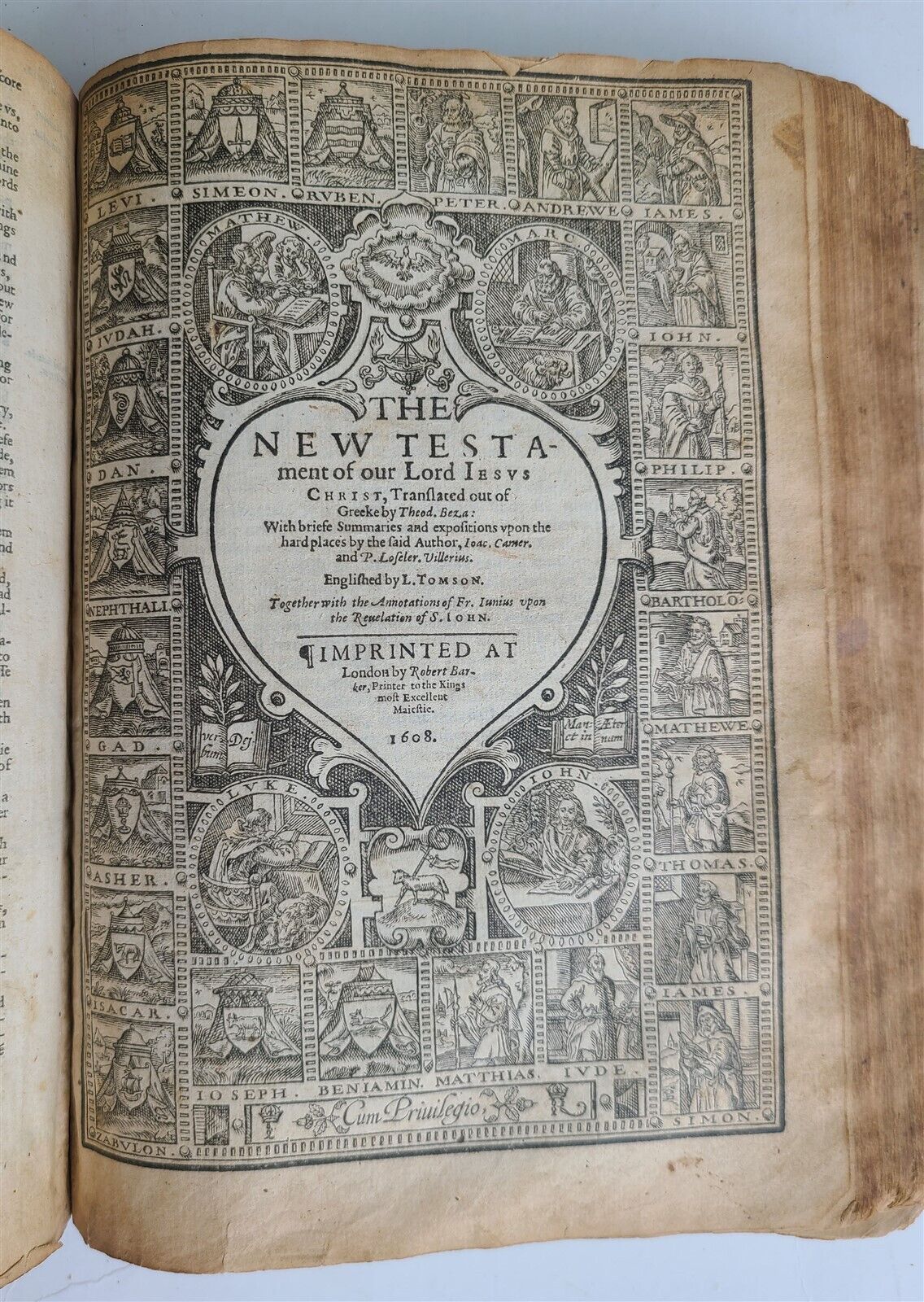 1608 BIBLE in ENGLISH by Robert Barker antique