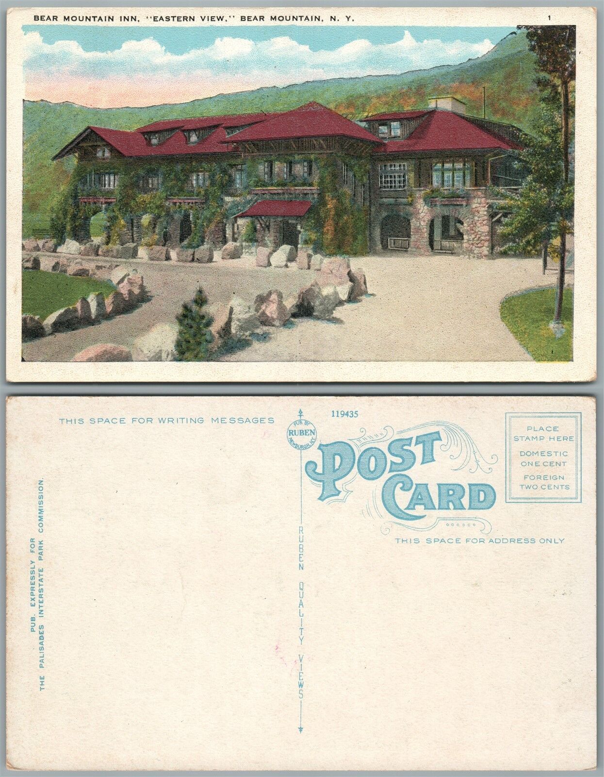 BEAR MOUNTAIN INN N.Y. HOTEL ANTIQUE POSTCARD