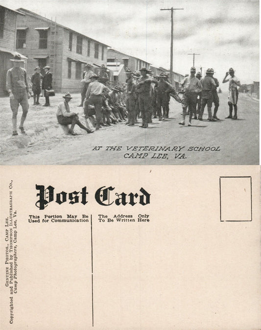 CAMP LEE VA VETERINARY SCHOOL ANTIQUE POSTCARD