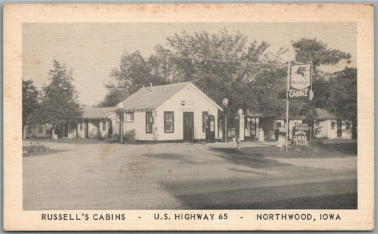 NORTHWOOD IA RUSSELL'S CABINS VINTAGE POSTCARD