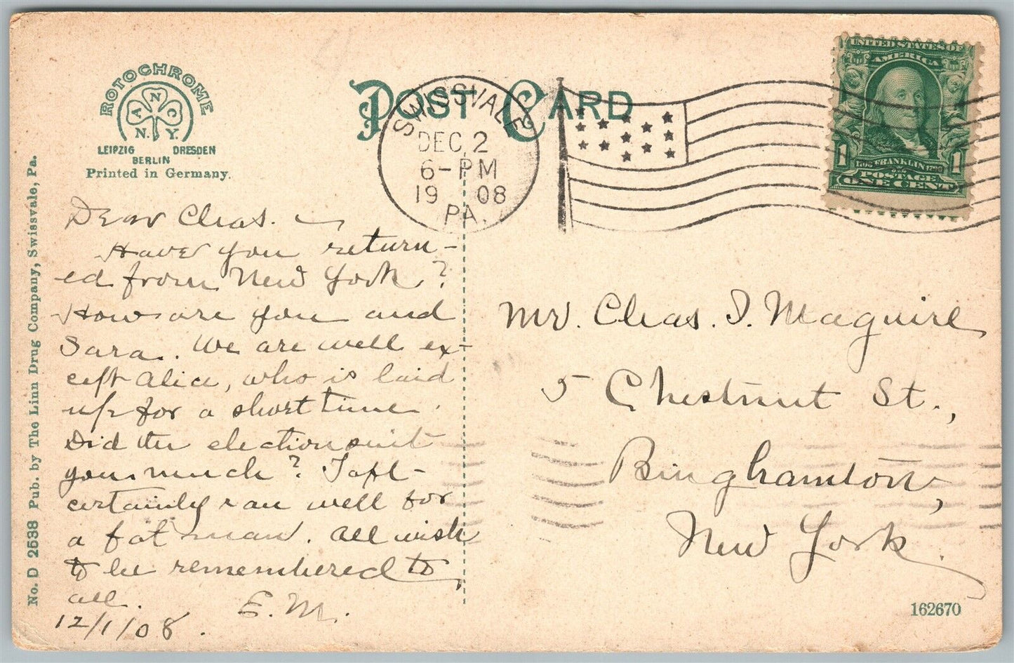 SWISSVALE PA UNION SWITCH & SIGNAL CO'S OFFICES 1908 ANTIQUE POSTCARD