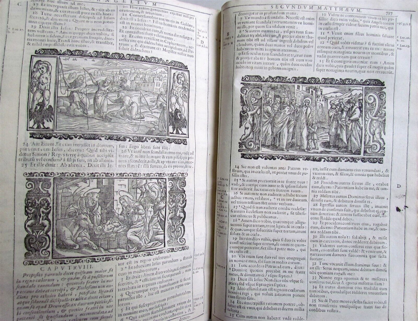 1688 BIBLE ILLUSTRATED BIBLIA SACRA antique VELLUM BOUND