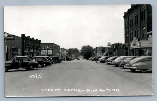 OLIVIA MN STREET SCENE VINTAGE REAL PHOTO POSTCARD RPPC