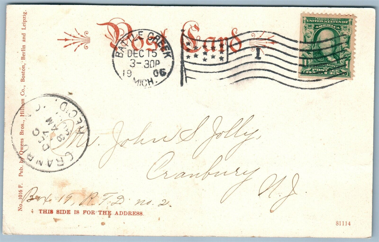 BATTLE CREEK MI RAILROAD STATION RAILWAY TRAIN DEPOT ANTIQUE POSTCARD