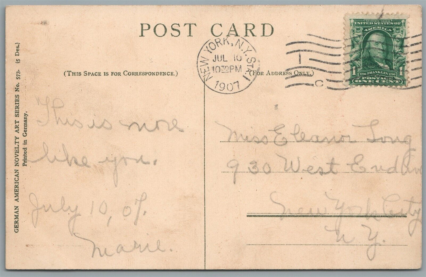 BABY HABITS No. 1 smiling KISS ME MAMA ANTIQUE POSTCARD