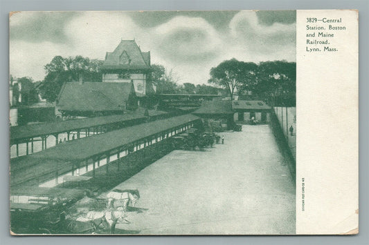 LYNN MA RAILROAD STATION RAILWAY TRAIN DEPOT ANTIQUE POSTCARD