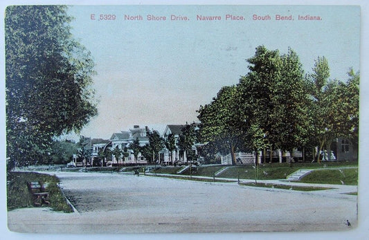 VINTAGE 1909 POSTCARD NORTH SHORE DRIVE NAVARRE PLACE SOUTH BEND INDIANA