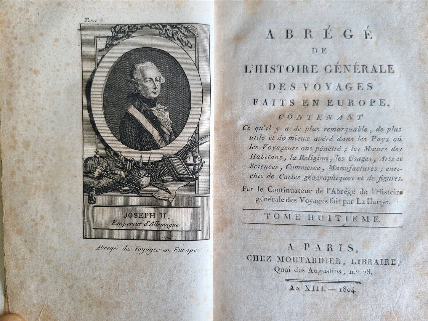 1803-1804 HISTORY of VOYAGES 12 VOLUMES SET ILLUSTRATED ANTIQUE in FRENCH