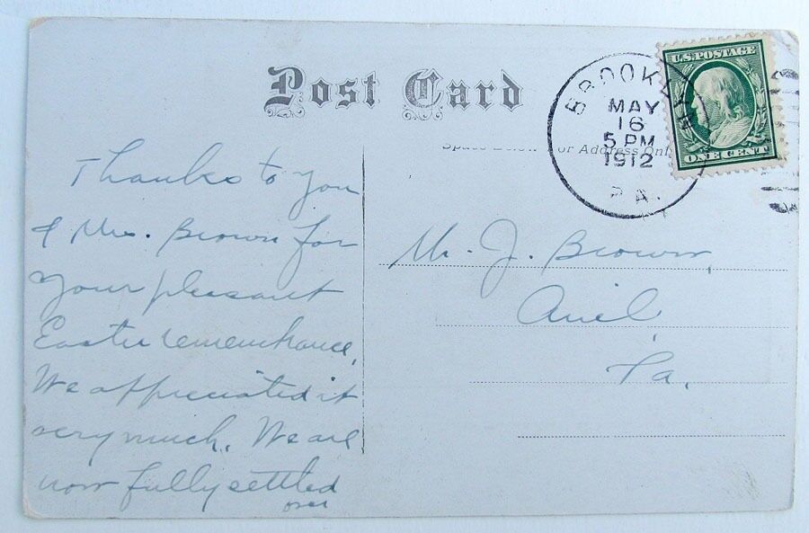 VINTAGE 1912 POSTCARD MAPLE STREET LOOKING NORTH BROOKLYN PA