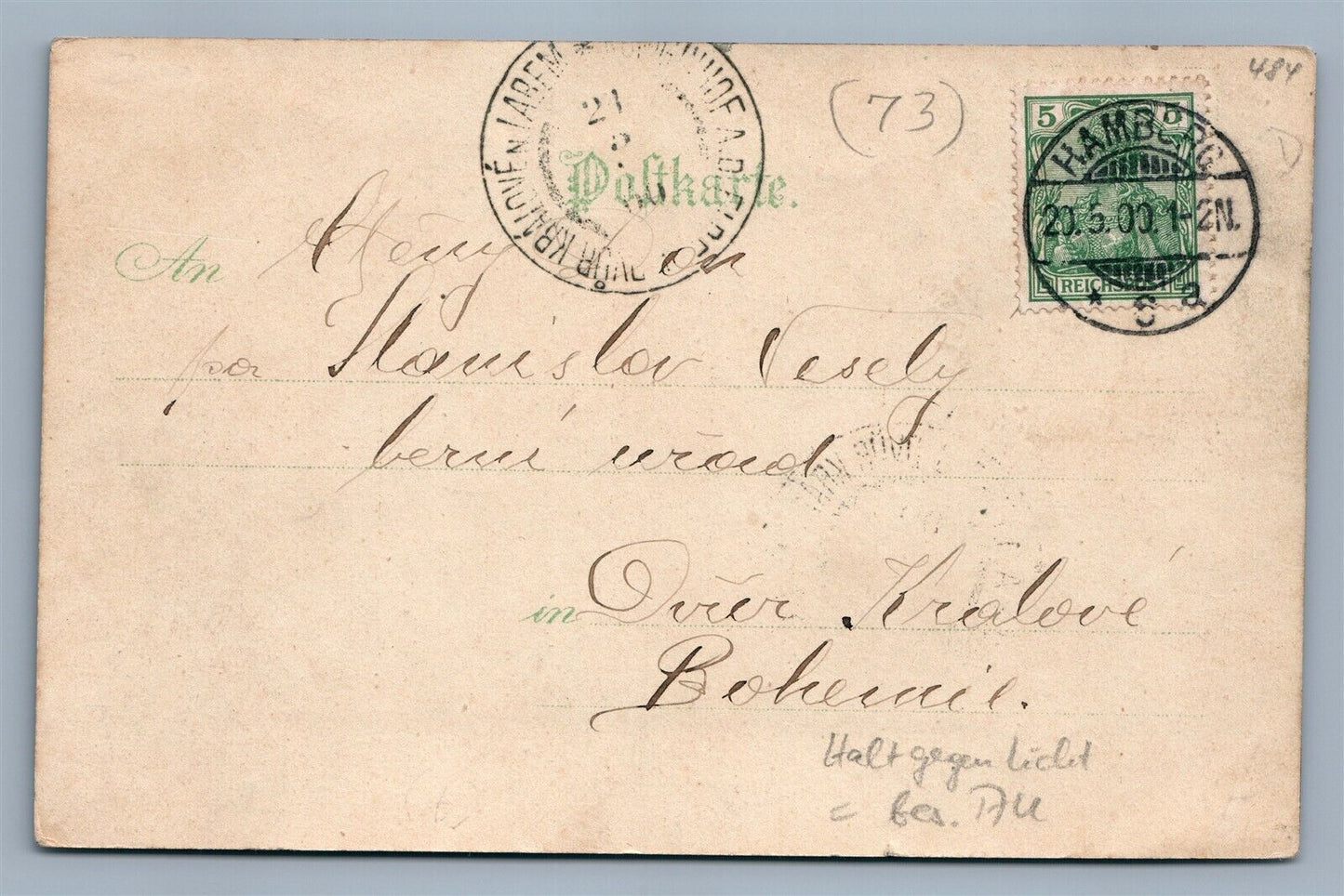 GERMAN ANTIQUE POSTCARD STEAMBOAT & SAILSHIP METEOR