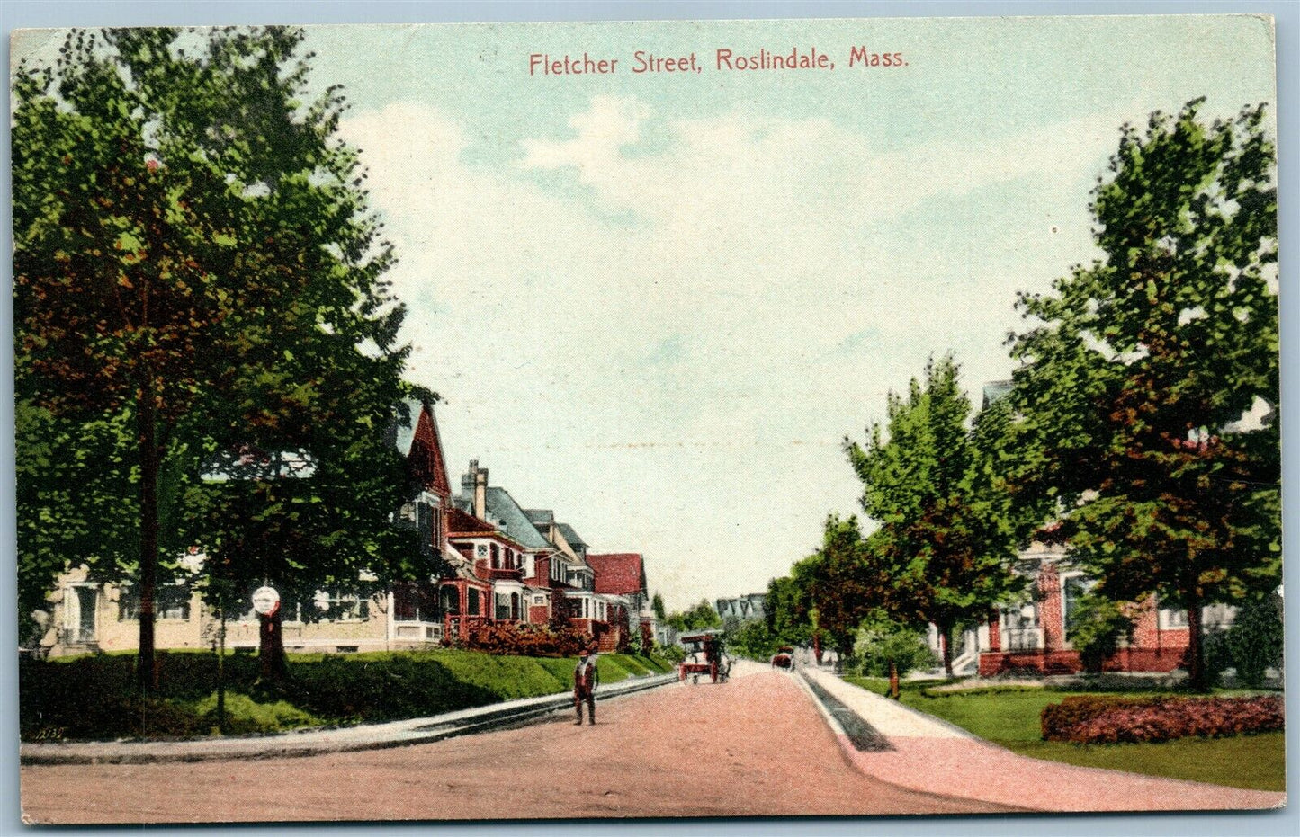 ROSLINDALE MA FLETCHER STREET ANTIQUE POSTCARD