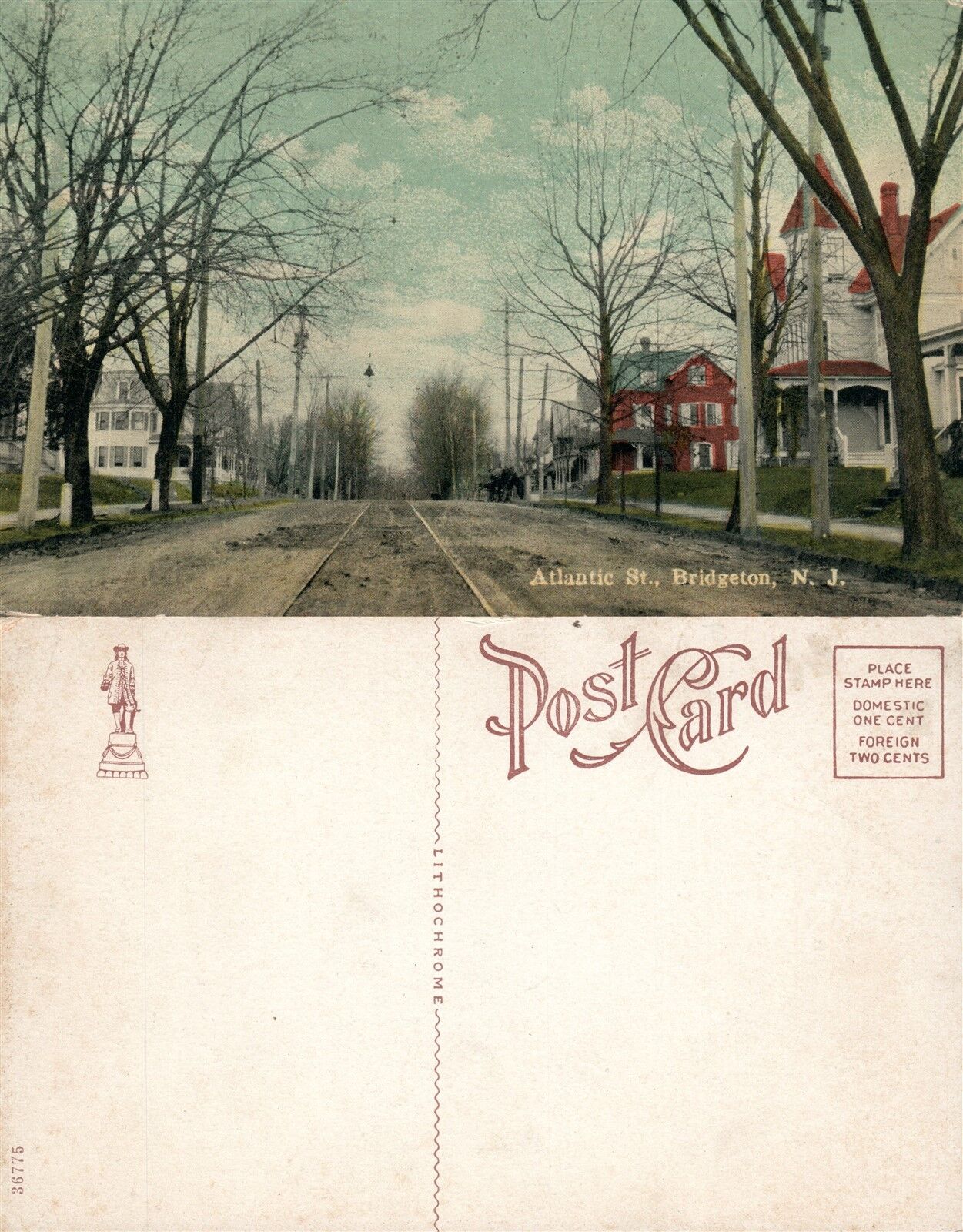 BRIDGETON N.J. ATLANTIC STREET ANTIQUE POSTCARD