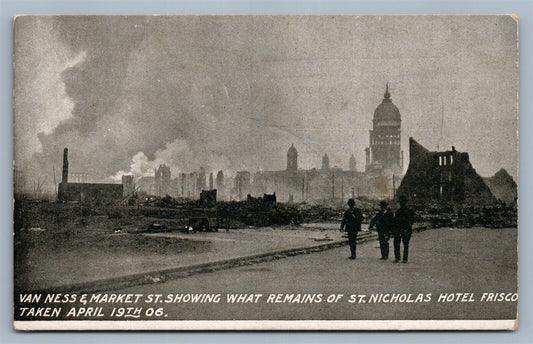 ST.FRANCISCO CA VAN HESS & MARKET AFTER FIRE ANTIQUE POSTCARD