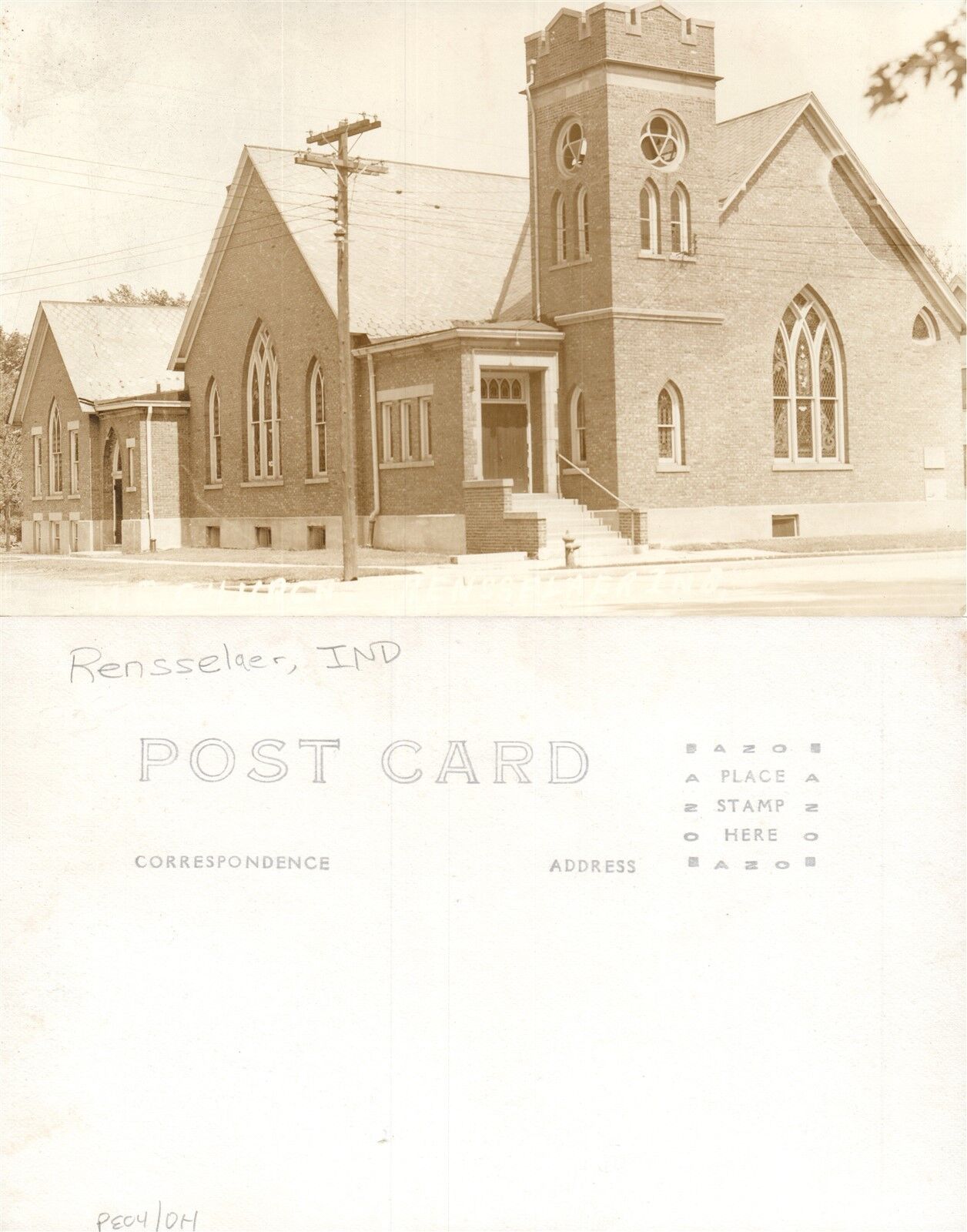 RENSSELAER IN CHUIRCH ANTIQUE REAL PHOTO POSTCARD RPPC