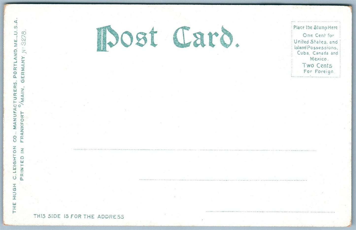 PORTLAND ME UP HIGH STREET FROM CUMBERLAND AVE. STREET ANTIQUE POSTCARD