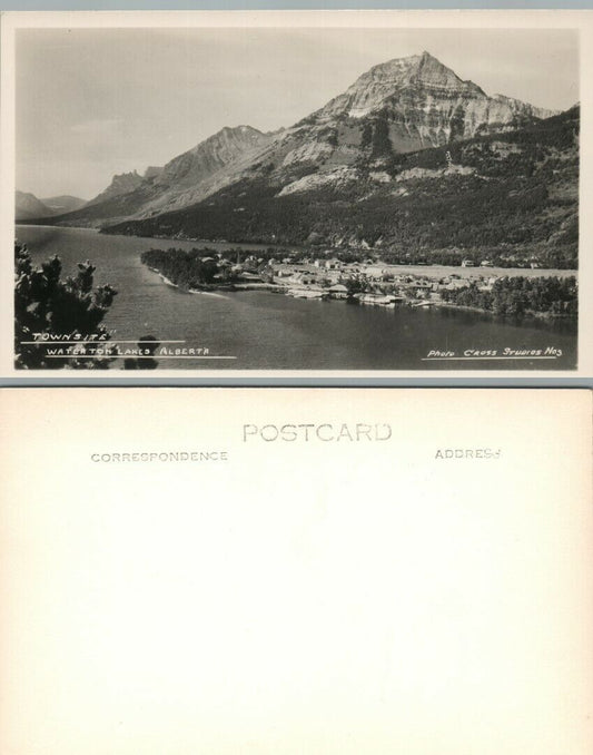 TOWNSITE WATERTON LAKES ALBERTA CANADA VINTAGE RPPC REAL PHOTO POSTCARD