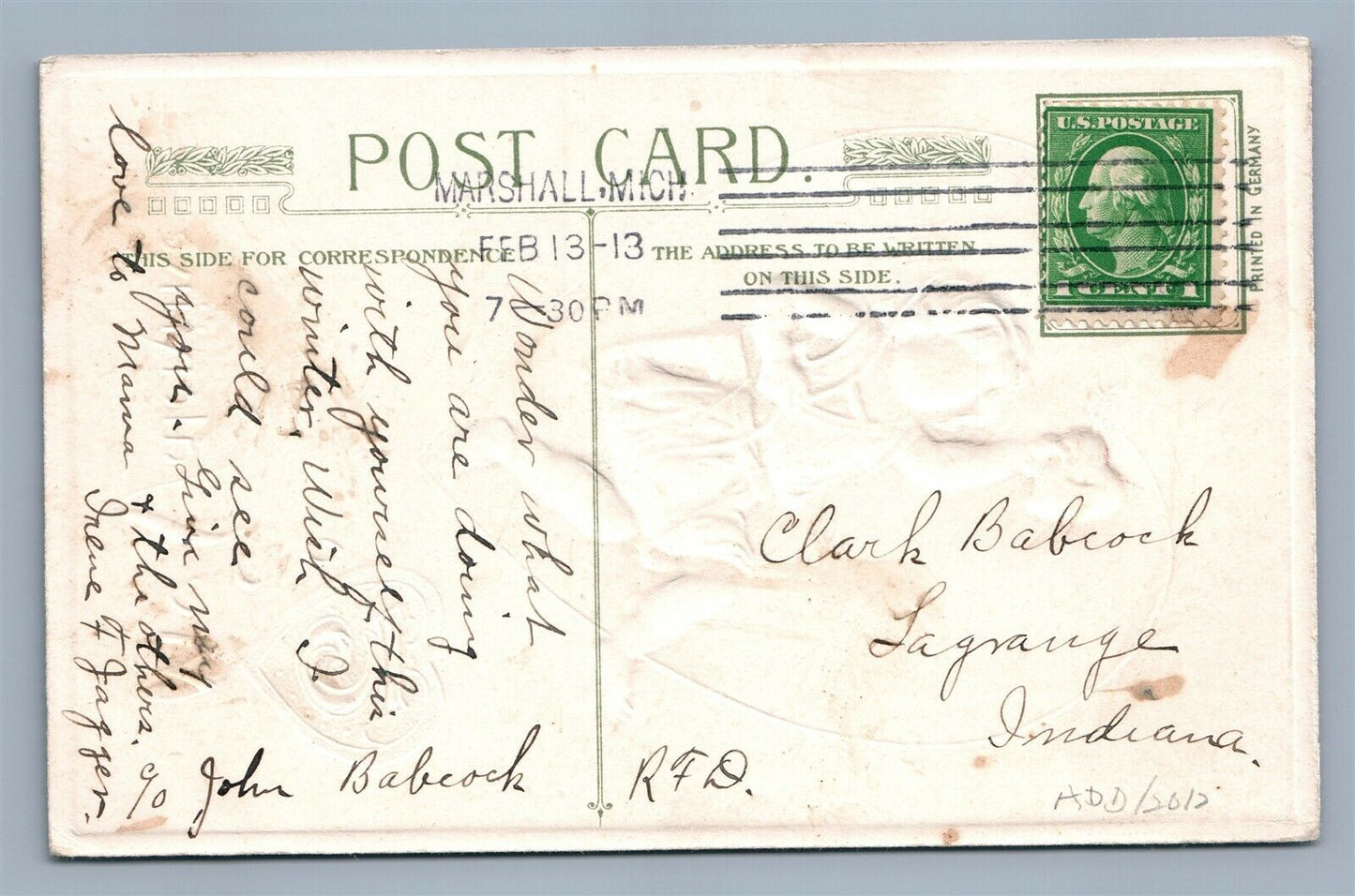 VALENTINE 1912 SAMUEL SCHMUCKER ANTIQUE POSTCARD by JOHN WINSCH CUPID DANCING