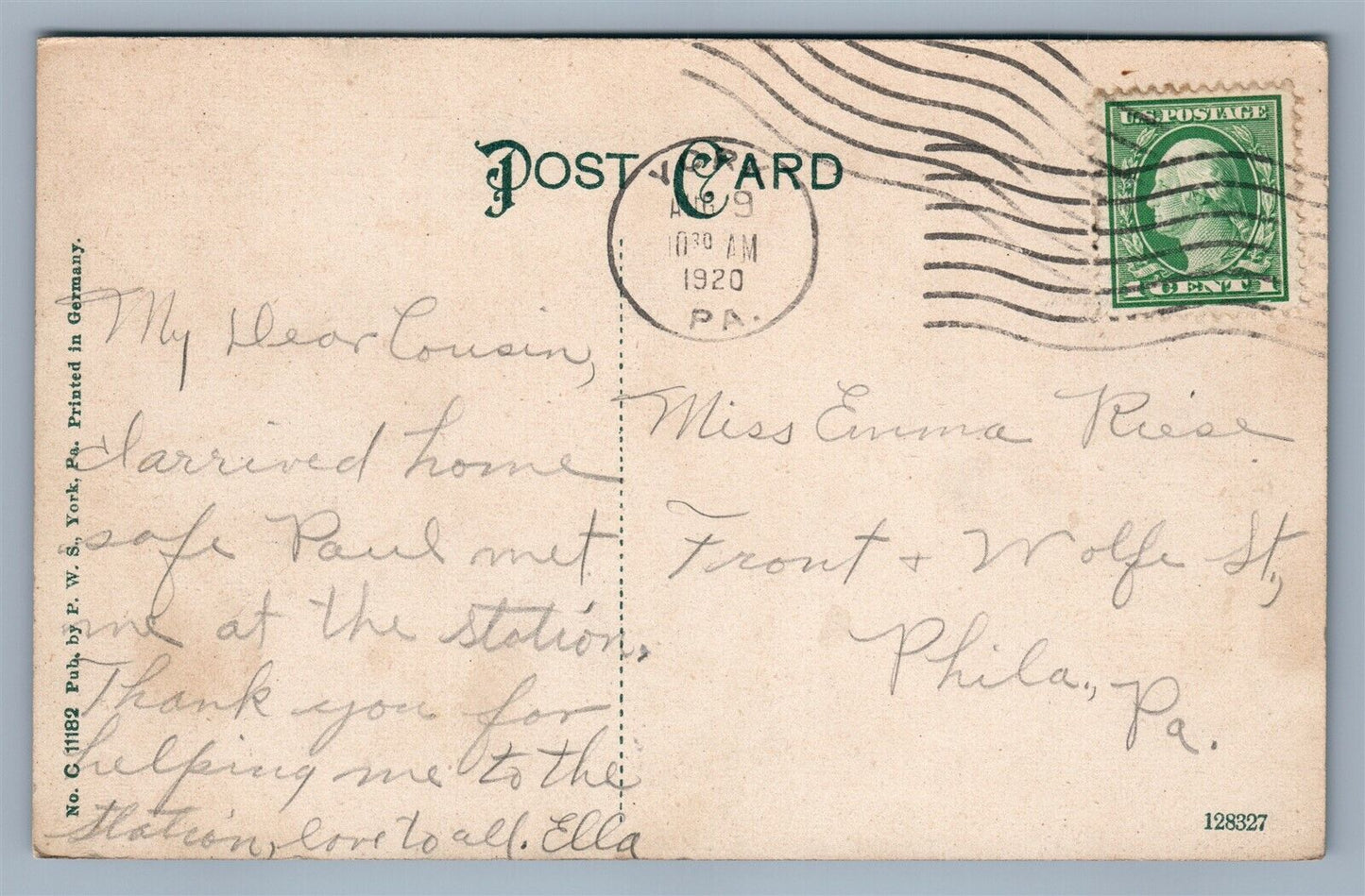 YORK PA HIGHLAND PARK 1920 ANTIQUE POSTCARD