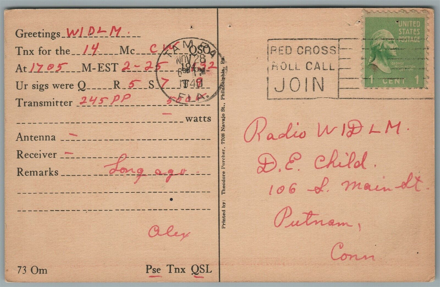 TAMPA FL MAP of FLORIDA RADIO CARD WWII ERA VINTAGE POSTCARD RED CROSS CANCEL