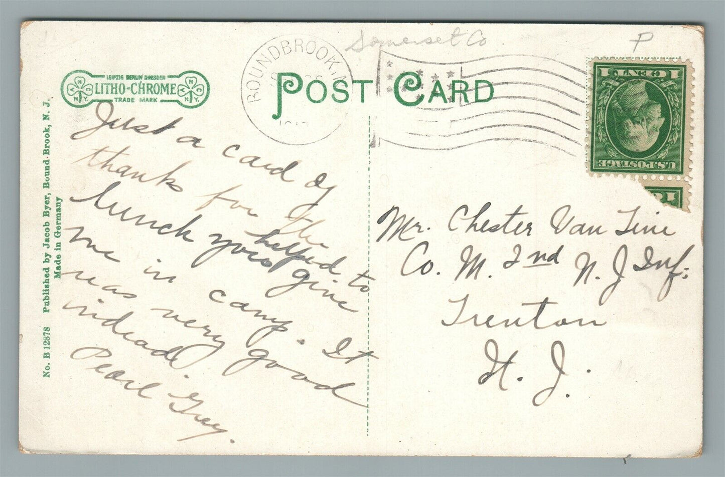 BOUND BROOK NJ HIGH STREET ANTIQUE POSTCARD