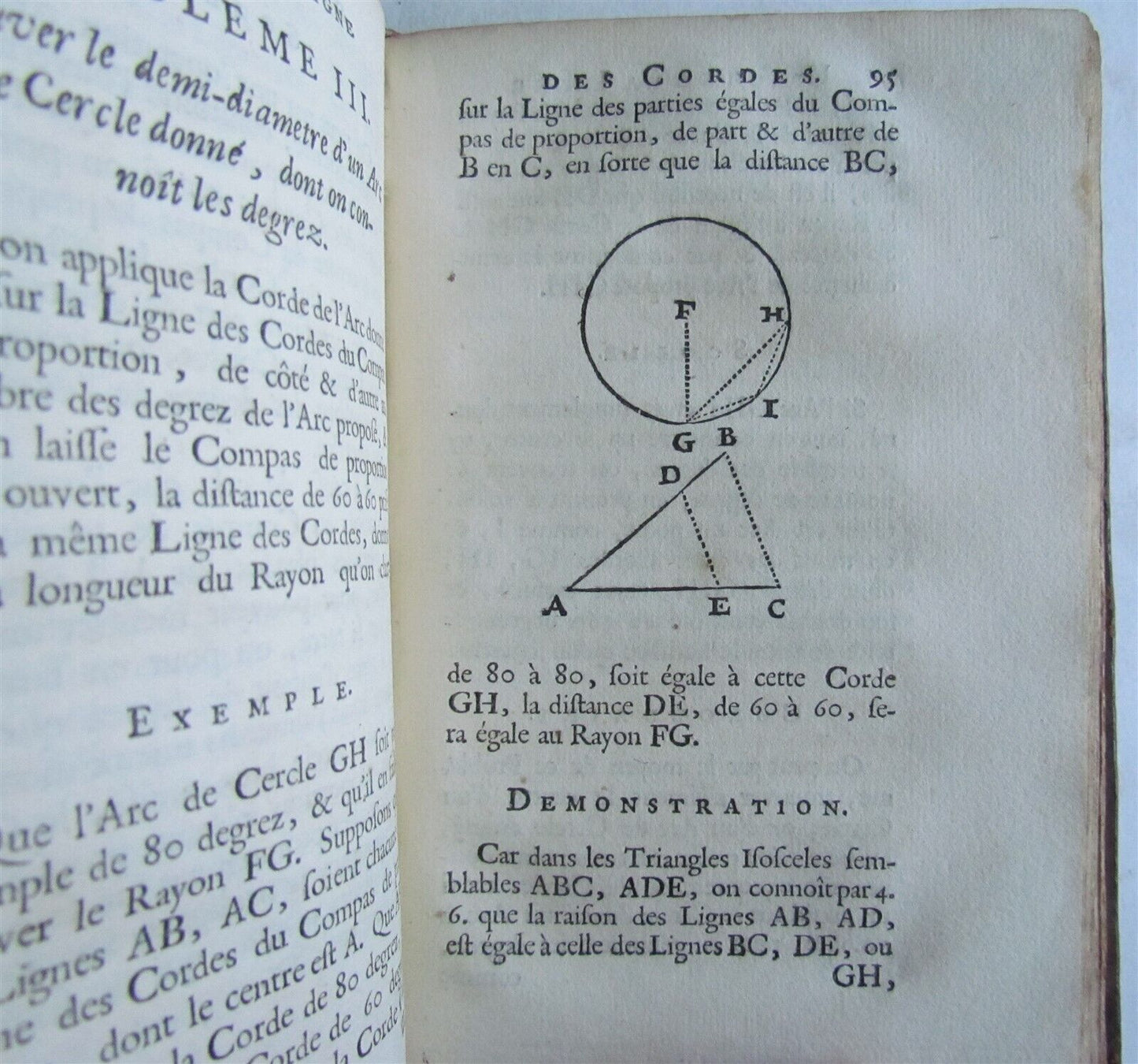 1691 USAGE of COMPASS ILLUSTRATED antique L´USAGE DU COMPAS DE PROPORTION