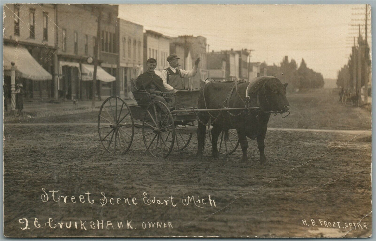 EVART MI STREET SCENE ANTIQUE REAL PHOTO POSTCARD RPPC