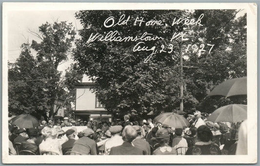 WILLIAMSTOWN VT 1927 OLD HOME WEEK ANTIQUE REAL PHOTO POSTCARD RPPC