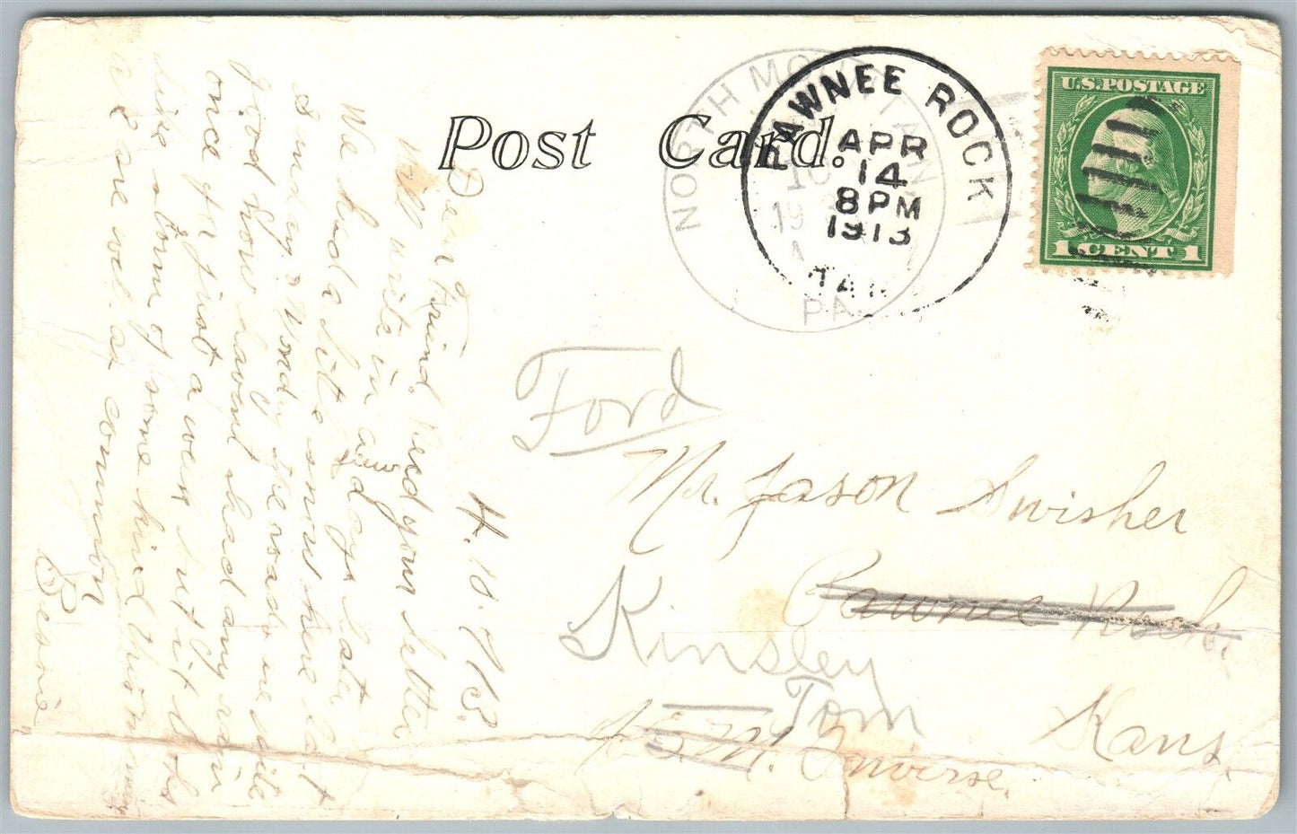 HUGHESVILLE PA BIRD'S EYE VIEW 1913 ANTIQUE POSTCARD