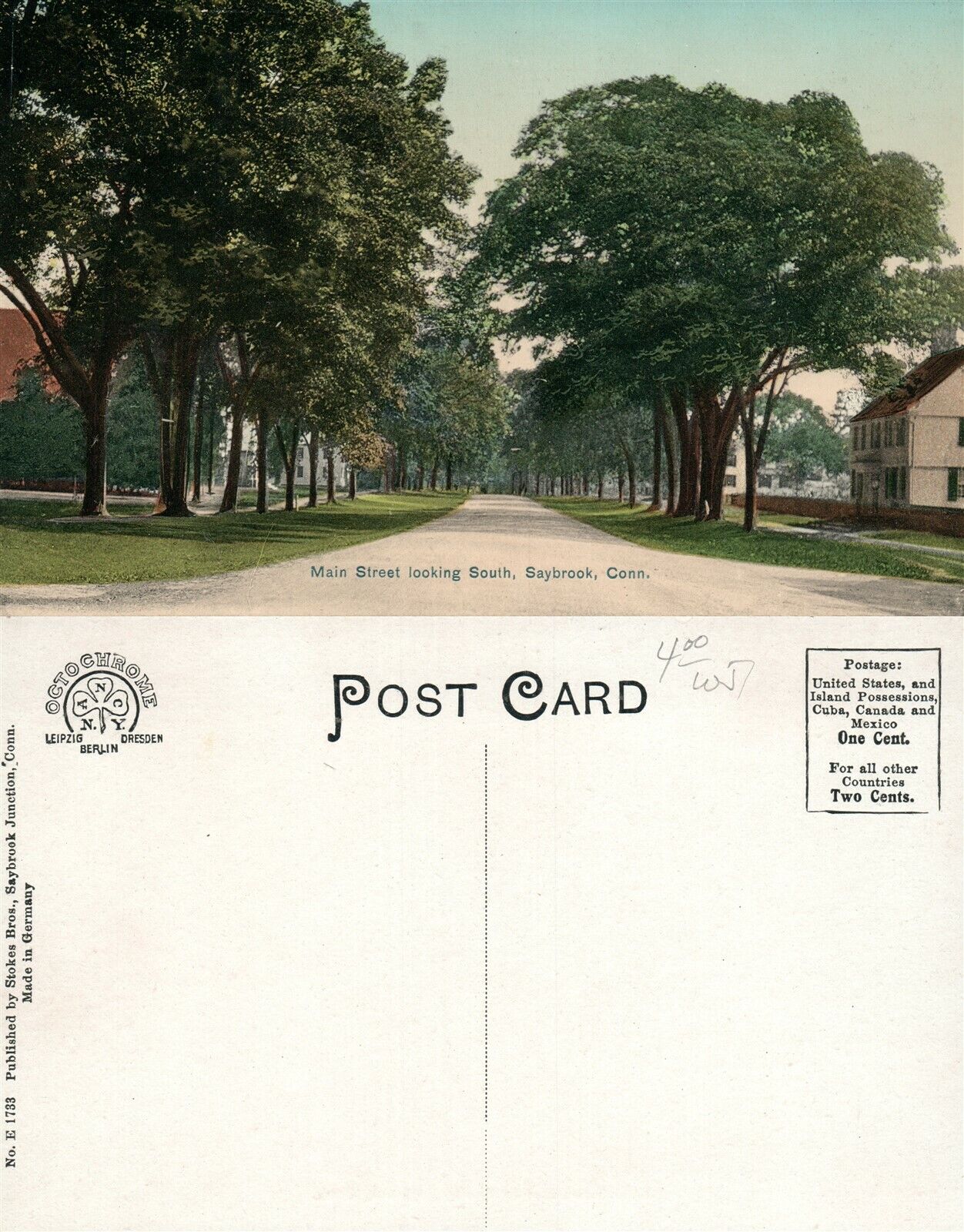 SAYBROOK CT MAIN STREET ANTIQUE POSTCARD