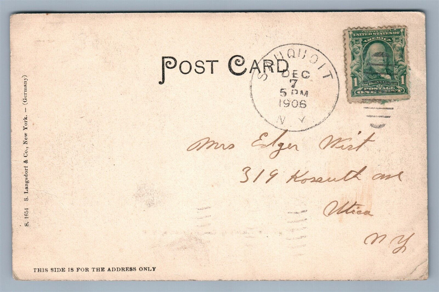 WILLOWVALE NY BLEACHING COMPANY ANTIQUE POSTCARD