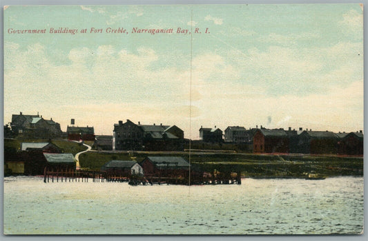 NARRAGANSETT BAY RI FORT CREBLE ANTIQUE POSTCARD